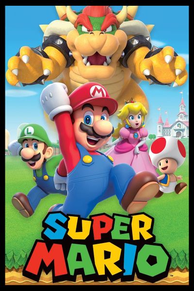 Super Mario (Character Parade) Poster with Black Frame - 66cm x 96.5cm