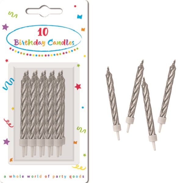 Candles Silver Spiral Birthday With Holders