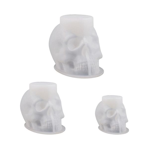 Skull Resin Mold,3Pcs 3D Skull Silicone Mold for Resin Skull Candle Mold Ha