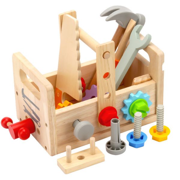 Wooden Tool Set for Kids, 29 Pieces Wooden Toddler Tool with Box