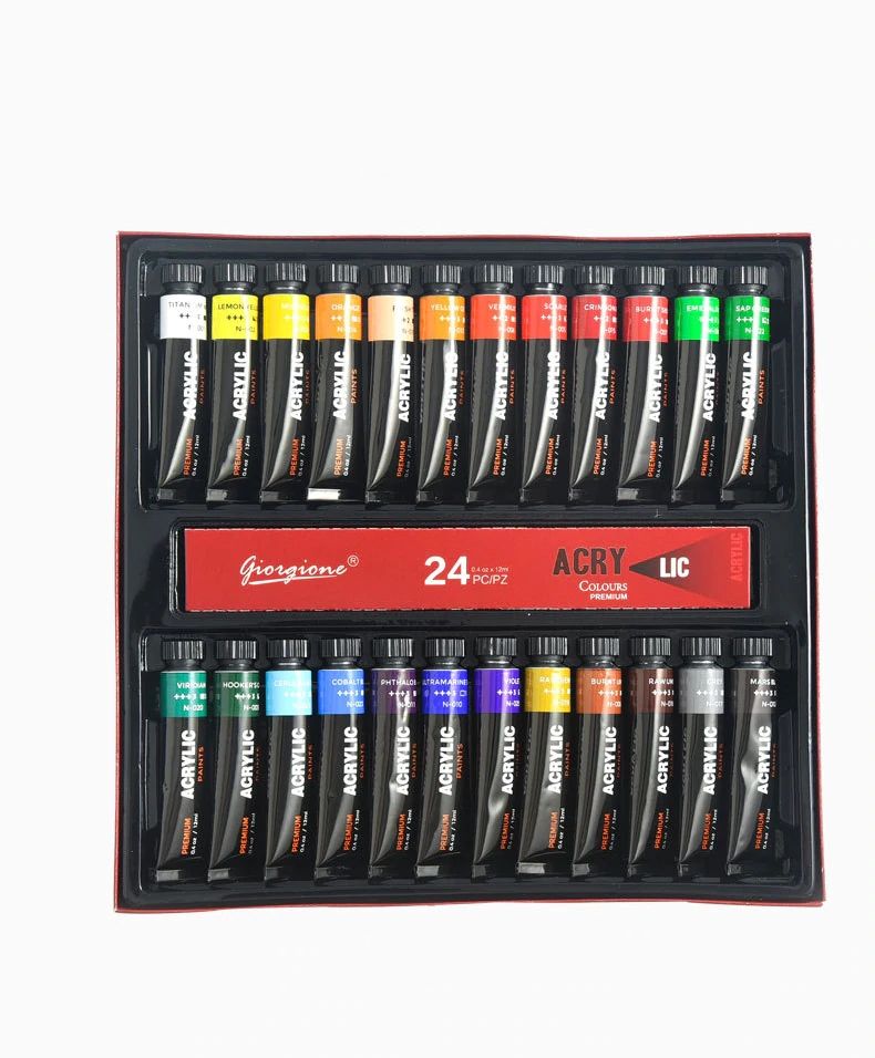 Acrylic Paint Set Non Toxic Rich Pigments Painting 24 Colors (12ml