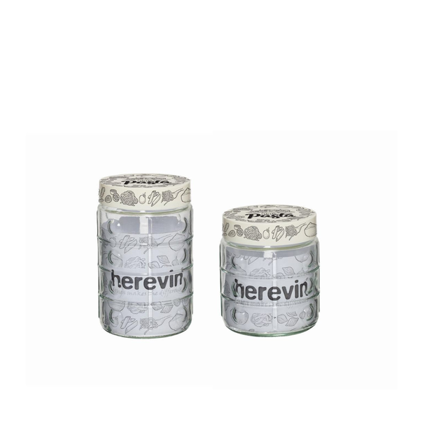 Embossed Glass Pasta Jars - Set of 2