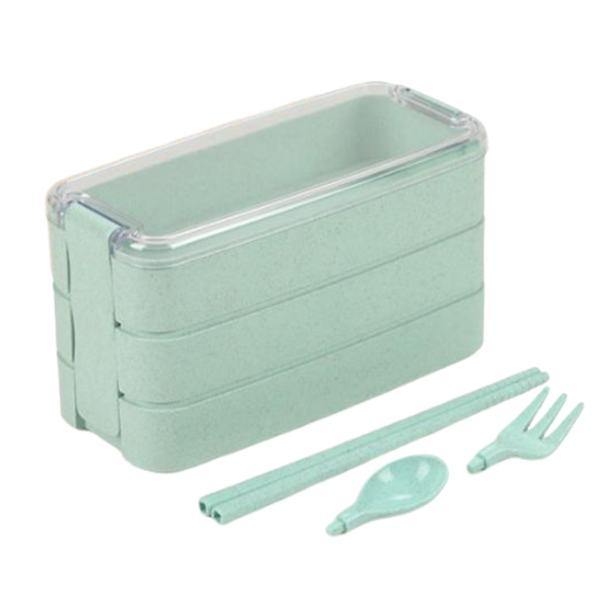 3-Layer Lunch Box with Fork & Spoon Leakproof Portable Stackable Bento