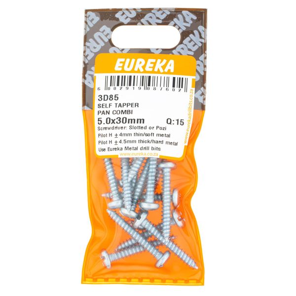 EUREKA Self-Tapper Pan head Combination 5 x 30mm Q:15 3D85
