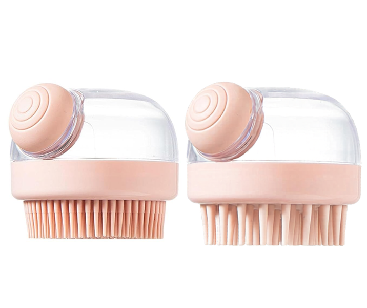 2 Pack Fine Coarse Bristle Shampoo Massage Applicator Bath Brush Hair Pet