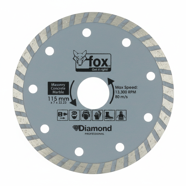 Fox 115mm Turbo Diamond Cutting Disc for Marble and Stone