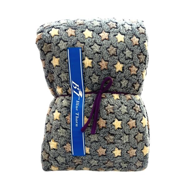 BlueThorn Double Sided Super Warm Fluffy Blankets for Pets - Silver Stars