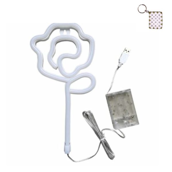 FA-A66 Rose Flower Neon Sign USB And Battery Operated And A Keyholder