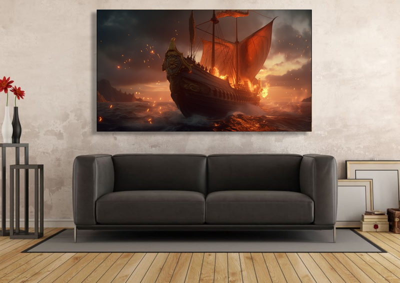 Canvas Wall Art - Dragonship Encounter Abstract - IM0155