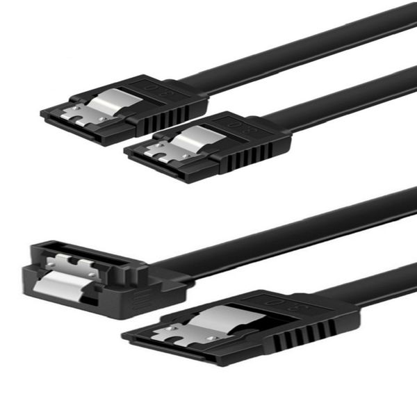 2PCS 50CM Elobw &amp; Straight SATA High Speed 6.0 Gbps Cable Locking Latch