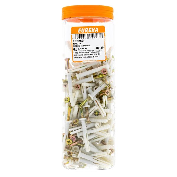 EUREKA Nail-In Anchor White Rimmed 6 x 45mm Q:120 T6B260