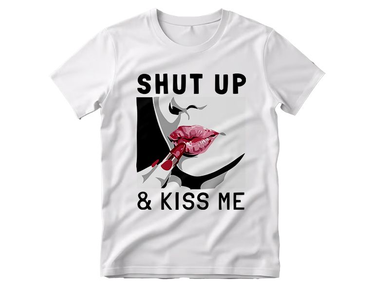 Woman Putting Lipstick on Graphic T-Shirt