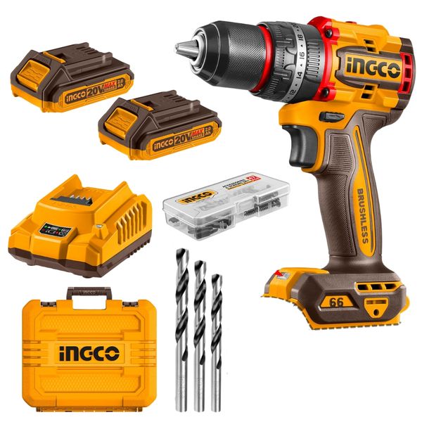 Ingco - Compact Brushless Cordless Impact Drill - 66Nm