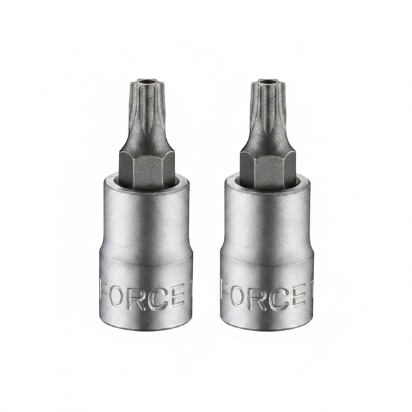 Force 1/4 Inch Torx Tamperproof Socket Bit T20H 32mm Length - 2 Pack