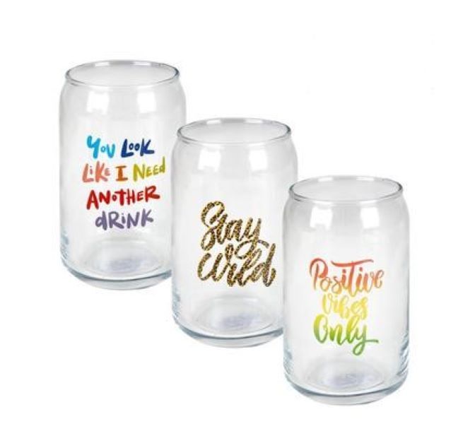Set of 3 Worded Glasses