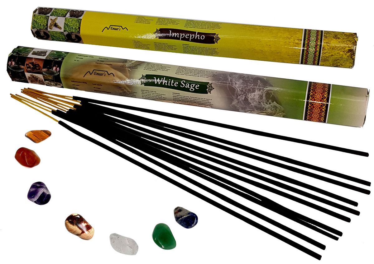 Chakra Stone & Large Incense 2 Pack Combo - White Sage & Impepho | Buy ...