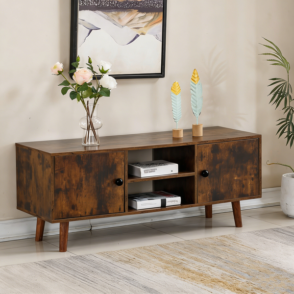 TV Stand Media Console Table Entertainment Center with 2 Storage Cabinet