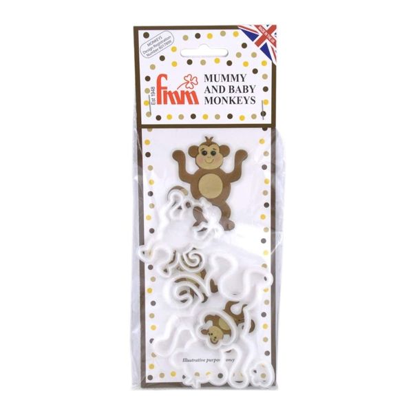 FMM Sugarcraft Cute Mummy and Baby Monkeys Cake Icing Cutters