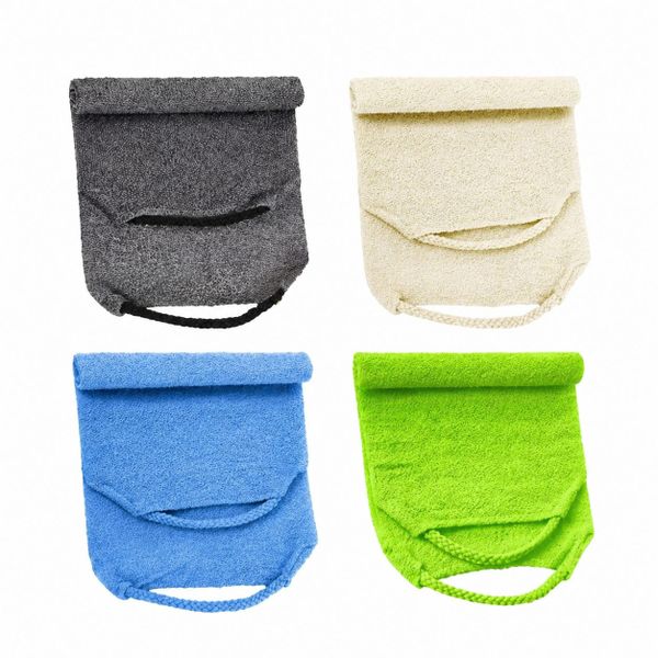 4-Pack Double-Sided Exfoliating Back Scrub Towels with Handles, Stretchable