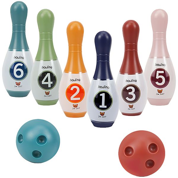 Bowling Set 1 Set Kids Bowling Set with 6 Bowling Pin Toys and 2 Bowling