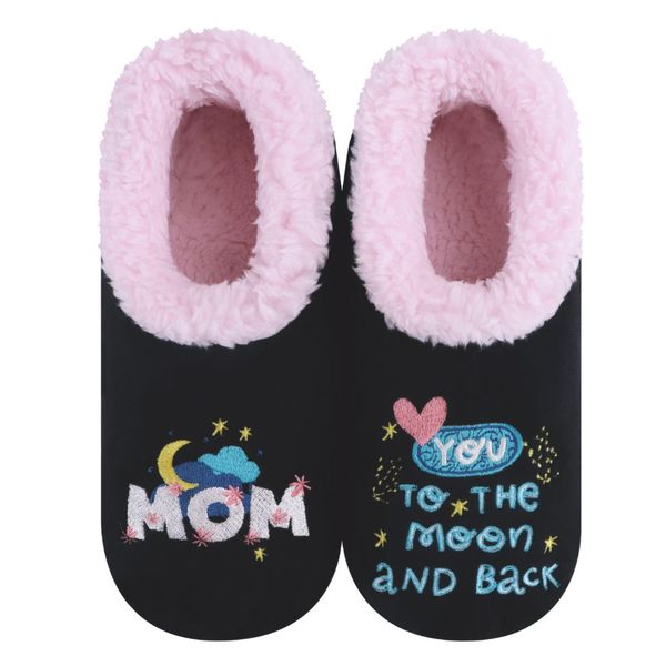 Snoozies Womens Fleece Slippers Mom Love You - Soft Non-Skid Soles
