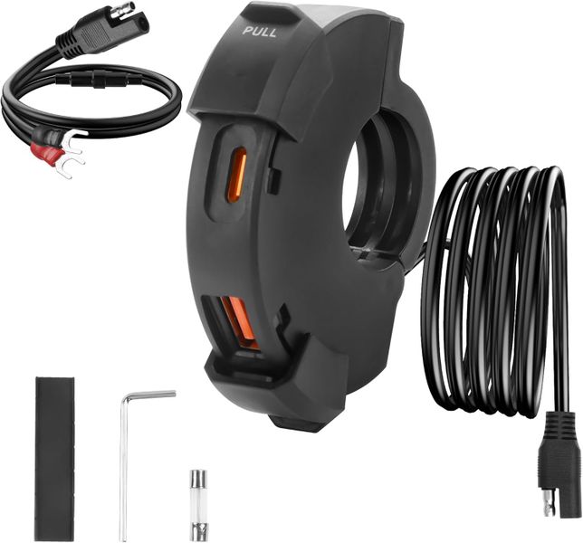 Motorcycle USB Fast Charger, USB A QC3.0 Type-C 30W PD Fast Car Charger