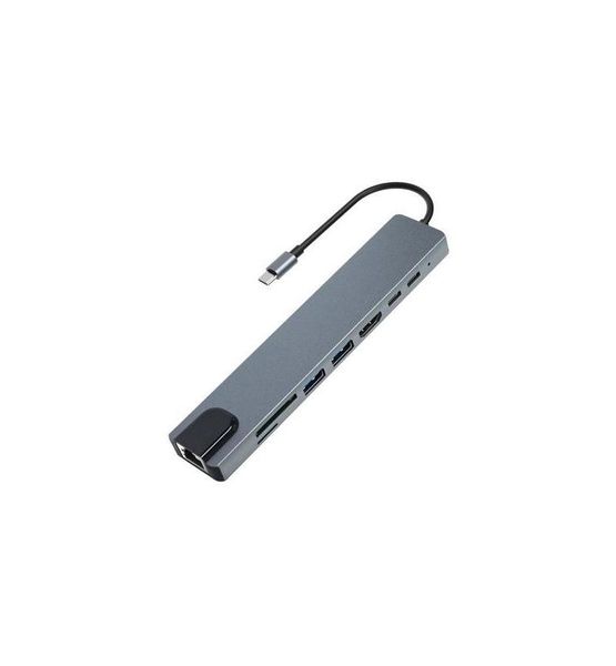 DLTech Multiport Hub 8 in 1 USB Type-C with 4K HDMI RJ45 Ethernet