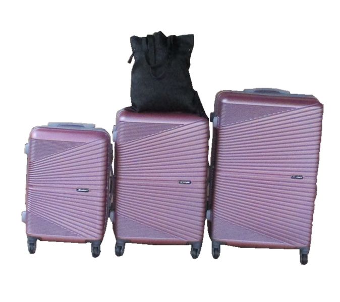 Pink 3-Piece ABS Trolley Luggage Set + Black Tote Bag