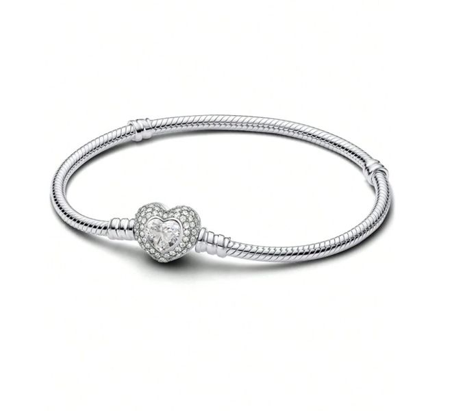 S925 Sterling Silver Heart-Shaped Charm Bracelet - 16cm