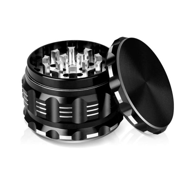 Aluminum Alloy Herb Grinder with Mesh Screen 63mm - Black