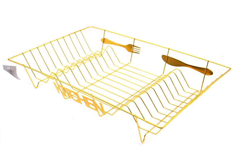 Kitchen Dish Drainer &amp; Utensil Holder Rack - Gold