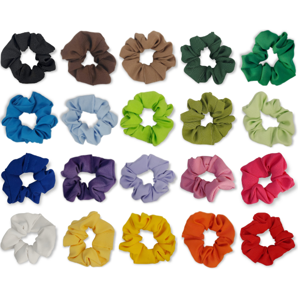 M&amp;N Hair Scrunchies - Rainbow - 20 Piece