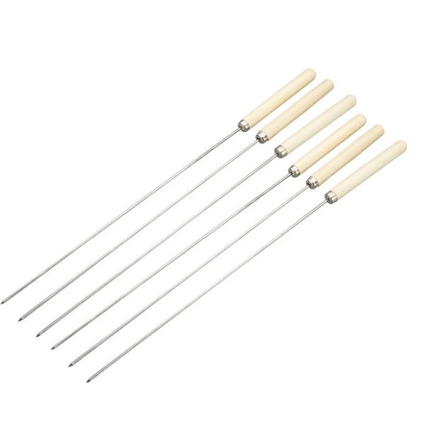 Stainless Steel BBQ Skewers: Round &amp; Flat For Perfect Grilling (30CM Long)