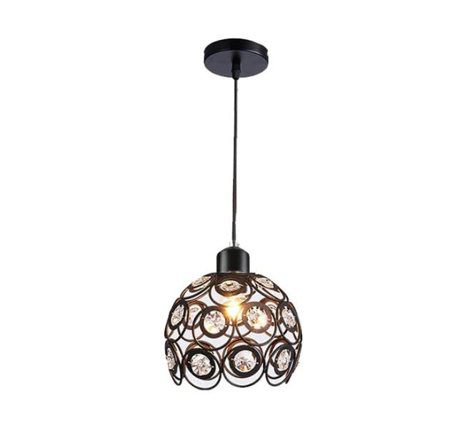 Adjustable height chandelier, 1xE27, black ceramic base