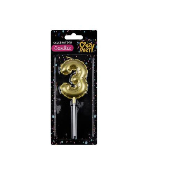 Candle Birthday Balloon No.3 Gold