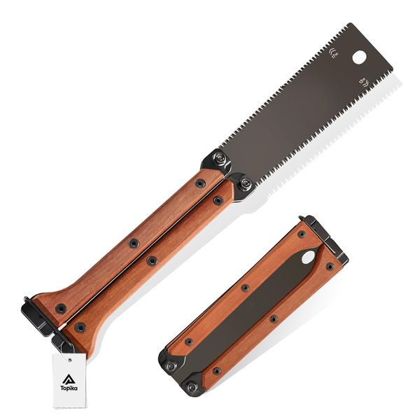 Topika - Japanese Pull Saw 16cm, Folding Double-Edge Flush Cut Saw for Wood