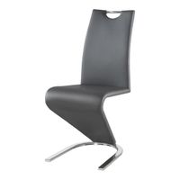 Faux Leather Dining Room Chair with Metal Legs - Grey
