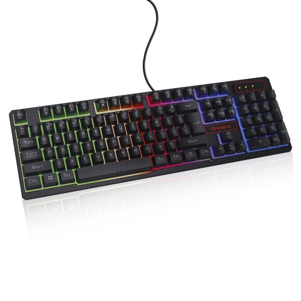 KR-6300 wired keyboard with colorful lights for office esports games