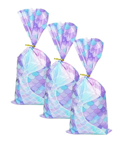 Mermaid Tail Party Favor Bags With Twist Ties - Set of 25