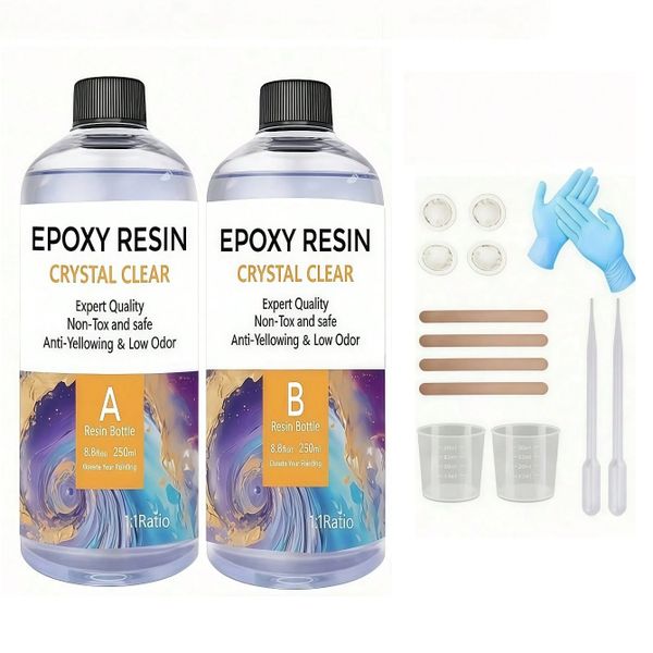 500ml Crystal Clear Epoxy Resin A &amp; B Hardener Kit