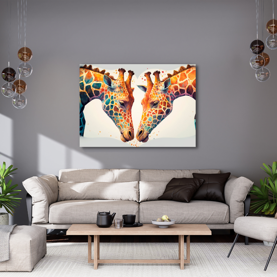 Canvas Wall Art - Giraffe Love Artwork
