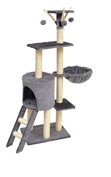 Cat Lovers Deluxe Cat tree Condo - Grey (1.4m high)