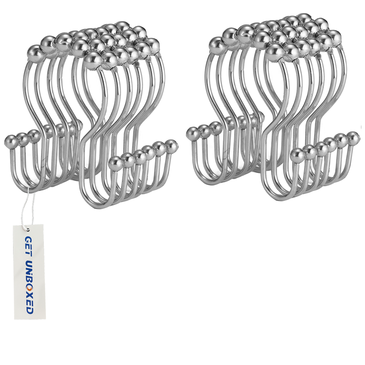 GET UNBOXED 12 Pcs Shower Curtain Rings Bathroom Shower Rod Hooks