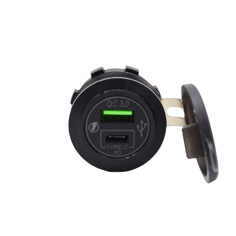 Dual USB Type C & QC3 Blue Backlit USB Charger Adapter Socket Shop