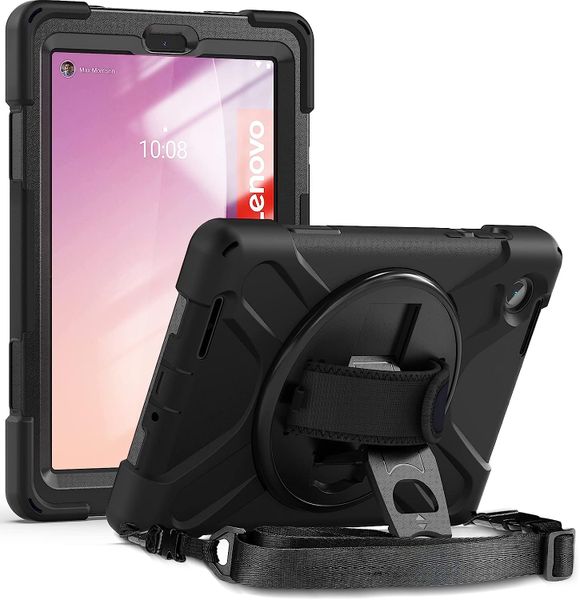 TUFF-LUV Armour Jack Rugged Case with Armstrap and Handstrap for Lenovo Tab M8 Gen 4 - TB-300FU - Black