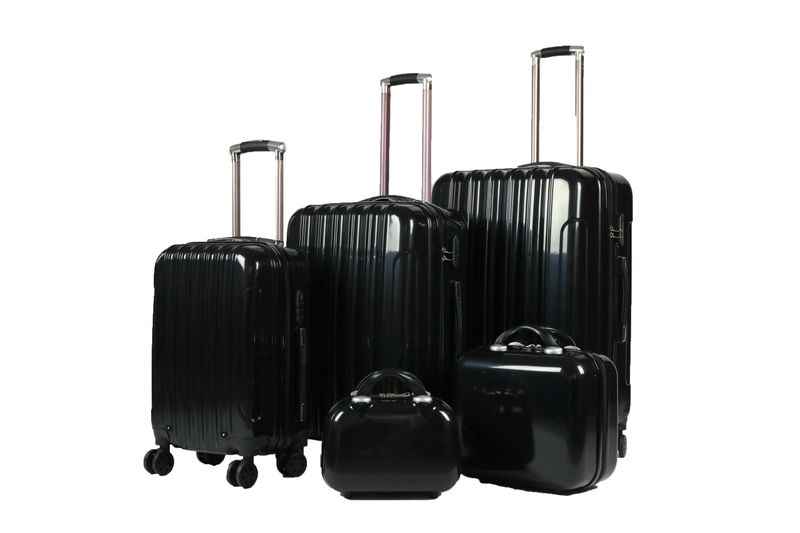 Hazlo 5 Piece ABS+PC Hard Luggage Bag Set with Trolley