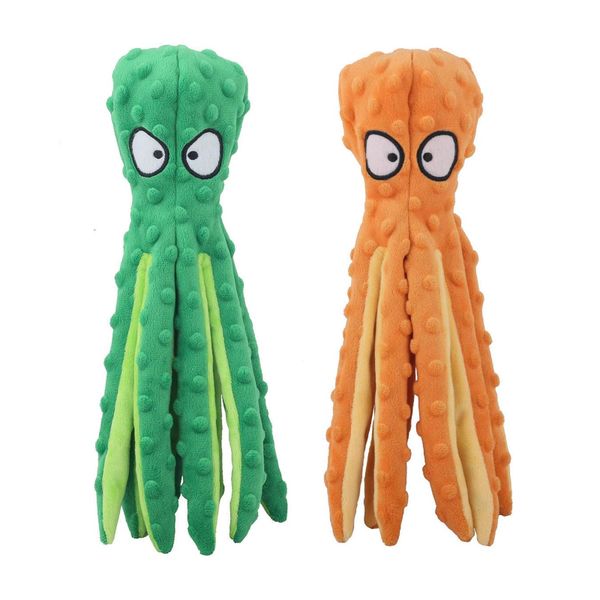 Dog Squeaky Toys Octopus, No Stuffing Crinkle Plush Toys for Puppy Teething