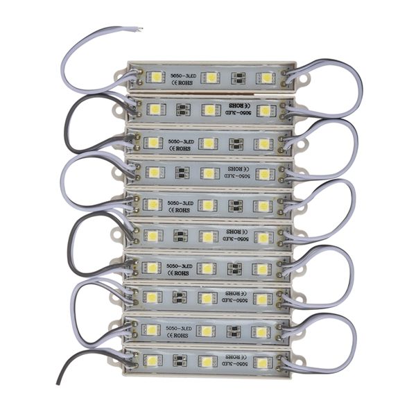 1x10Pcs 5050 Smd 3 Led Module Strip Waterproof Dc 12V Cool White