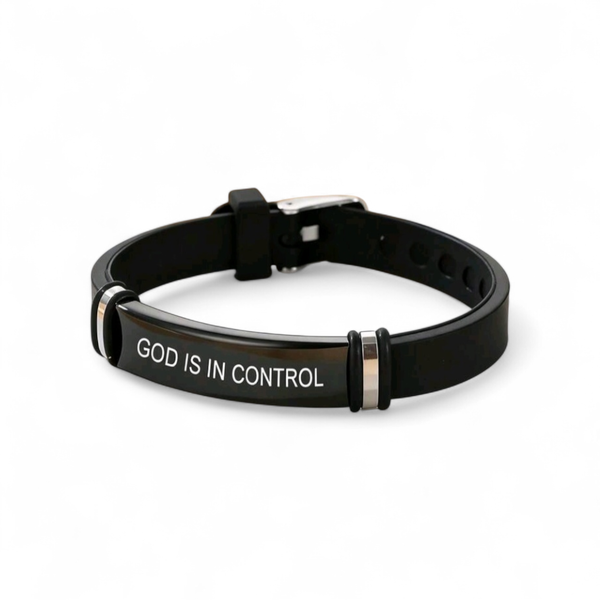 God Is In Control Motivational Silicone Bracelet for Men