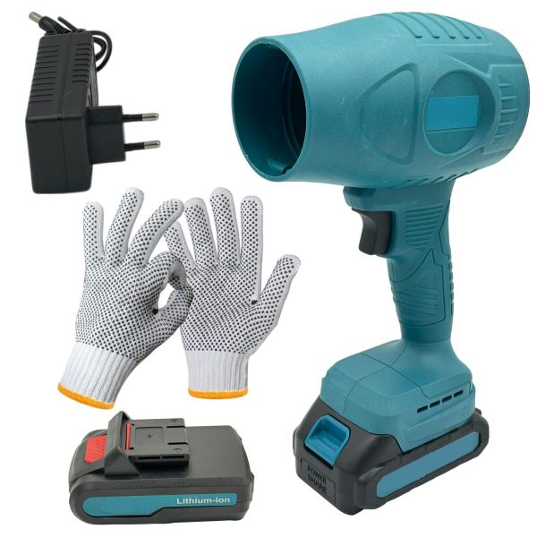 21V Cordless Turbo Air Blower 19000RPM With Battery &amp; Gloves